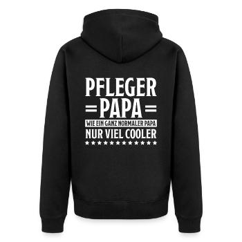 Pfleger Spruch Altenpfleger Witz Pfleger Geschenk - Unisex Premium Bio Zip Hoodie - Schwarz - Hinten - Nico (187cm)