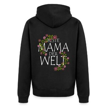 Beste Mama der Welt - Muttertag Geschenk - Unisex Premium Bio Zip Hoodie - Schwarz - Hinten - Nico (187cm)