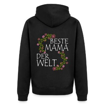 Die Beste Mama - Muttertag - Unisex Premium Bio Zip Hoodie - Schwarz - Hinten - Nico (187cm)