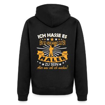 Maler und Lackierer Malerei Schreibtisch - Unisex Premium Bio Zip Hoodie - Schwarz - Hinten - Nico (187cm)