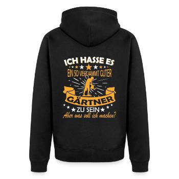 Gärtner gutaussehend Garten arbeit - Unisex Premium Bio Zip Hoodie - Schwarz - Hinten - Nico (187cm)