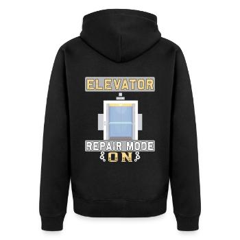elevator repair mode on - Elevator mechanic - Unisex Premium Organic Zip Hoodie - black - Back - Nico (187cm)
