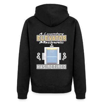 Legendary Elevator Mechanic has Retired - Unisex Premium Organic Zip Hoodie - black - Back - Nico (187cm)