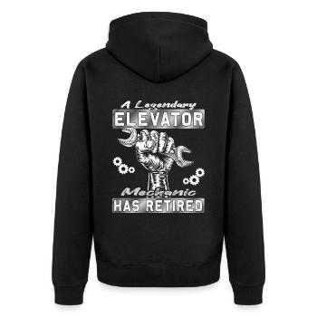 Legendary Elevator Mechanic has Retired - Unisex Premium Organic Zip Hoodie - black - Back - Nico (187cm)