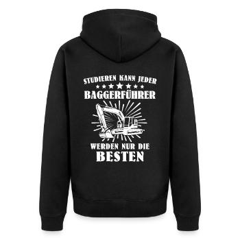 Baggerführer Bagger Baggerfahrer - Unisex Premium Bio Zip Hoodie - Schwarz - Hinten - Nico (187cm)