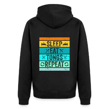 Sleep Eat Tongs Repeat Blacksmith Hammer Tool - Unisex Premium Organic Zip Hoodie - black - Back - Nico (187cm)