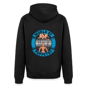 Puppetry World Of Puppetry Ventriloquist Puppeteer - Unisex Premium Bio Zip Hoodie - Schwarz - Hinten - Nico (187cm)