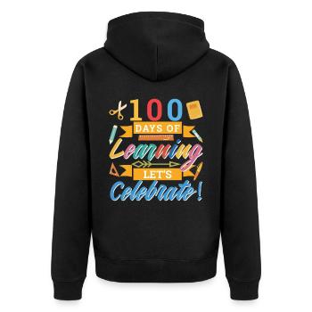 100 jours d’apprentissage Célébrons - Veste à capuche bio Premium Unisexe - noir - Dos - Nico (187cm)