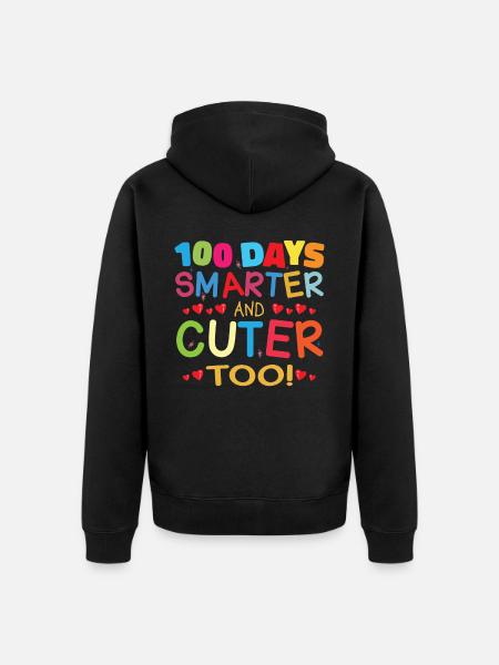100 days smarter and cuter - Unisex Premium Organic Zip Hoodie - black