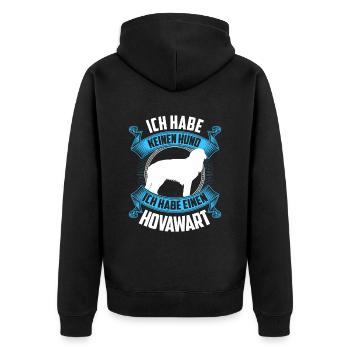 Hovawart ist kein Hund derber Bauernhund - Unisex Premium Bio Zip Hoodie - Schwarz - Hinten - Nico (187cm)