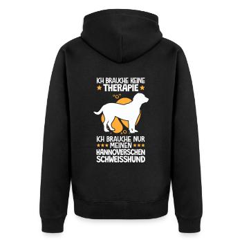 Brauche nur meinen Hannoverscher Schweißhund - Unisex Premium Bio Zip Hoodie - Schwarz - Hinten - Nico (187cm)