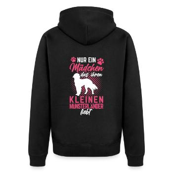 Nur ein Mädchen das Kleiner Münsterländer liebt - Unisex Premium Bio Zip Hoodie - Schwarz - Hinten - Nico (187cm)