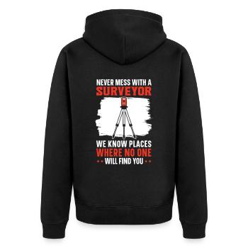 Ne jouez jamais avec un arpenteur - Veste à capuche bio Premium Unisexe - noir - Dos - Nico (187cm)