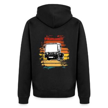 Multicar M25 Multicar Neu Multricar Lastkraftwagen - Unisex Premium Bio Zip Hoodie - Schwarz - Hinten - Nico (187cm)