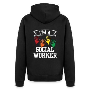 Je suis travailleur social formation de travailleur social - Veste à capuche bio Premium Unisexe - noir - Dos - Nico (187cm)