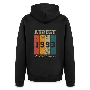 Date de naissance : Août 1993 - Edition Limitée Rétro - Veste à capuche bio Premium Unisexe - noir - Dos - Nico (187cm)