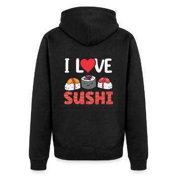 J’aime les dictons d’amateurs de sushi - Veste à capuche bio Premium Unisexe - noir - Dos - Nico (187cm)