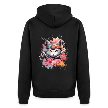 Chat fou - Veste à capuche bio Premium Unisexe - noir - Dos - Nico (187cm)