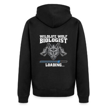 Wolf Biologe - Unisex Premium Bio Zip Hoodie - Schwarz - Hinten - Nico (187cm)