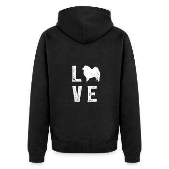 Wolfhound Love - Unisex Premium Bio Zip Hoodie - Schwarz - Hinten - Nico (187cm)