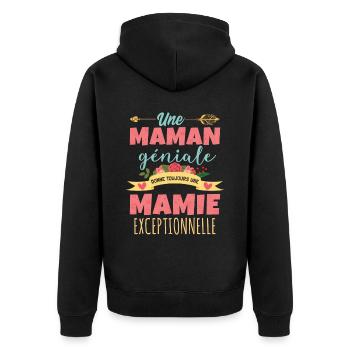Fête Des Mères Une Maman Domme Une Mamie Gèniale - Veste à capuche bio Premium Unisexe - noir - Dos - Nico (187cm)