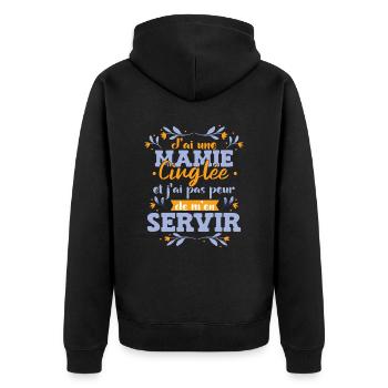 J'ai Une Mamie Cinglée - Veste à capuche bio Premium Unisexe - noir - Dos - Nico (187cm)