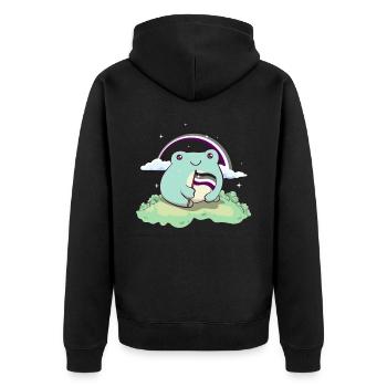 Asexual Pride Ace Flag Mignon Grenouille Subtil LGBTQ - Veste à capuche bio Premium Unisexe - noir - Dos - Nico (187cm)