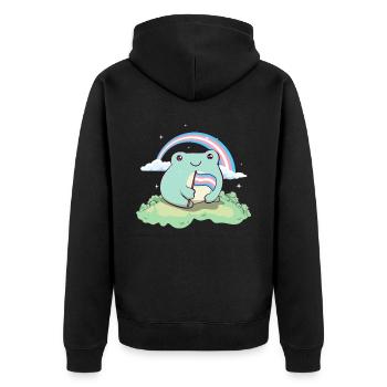 Transgender Stolz Trans Flagge Frosch Subtil LGBTQ - Unisex Premium Bio Zip Hoodie - Schwarz - Hinten - Nico (187cm)
