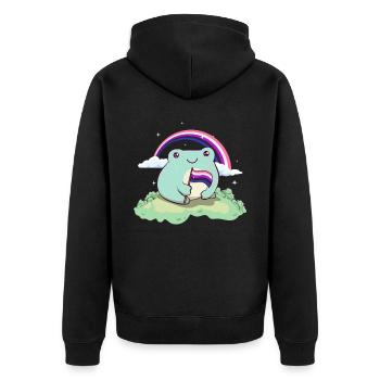 Genre Fluid Pride Flag Mignon Grenouille subtile LGB - Veste à capuche bio Premium Unisexe - noir - Dos - Nico (187cm)