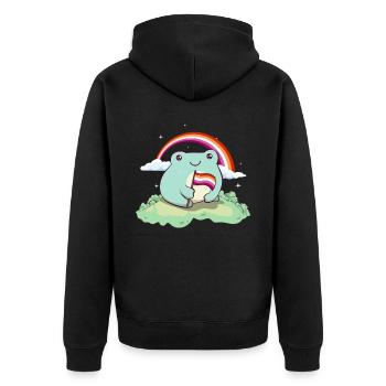 Lesben Stolz Flagge Netter Frosch Subtil LGBTQ - Unisex Premium Bio Zip Hoodie - Schwarz - Hinten - Nico (187cm)