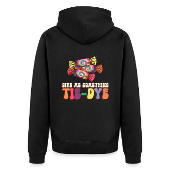 Gib mir was zum Färben - Hippie-Halloween - Unisex Premium Bio Zip Hoodie - Schwarz - Hinten - Nico (187cm)