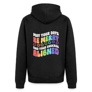 Hippie Christmas Chakra - Unisex Premium Bio Zip Hoodie - Schwarz - Hinten - Nico (187cm)