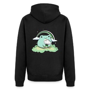 Demiromantischer Stolz Flagge Niedlicher Frosch Pi - Unisex Premium Bio Zip Hoodie - Schwarz - Hinten - Nico (187cm)