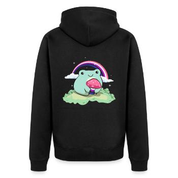 Genre Fluid Pride Flag Mignon Grenouille Champignon Subtil - Veste à capuche bio Premium Unisexe - noir - Dos - Nico (187cm)