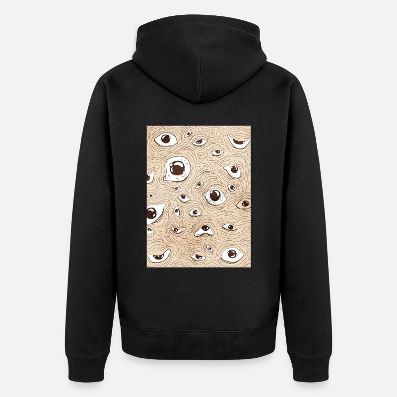Motif d’yeux esthétique bizarre - Veste à capuche bio Premium Unisexe - noir
