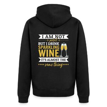 I'm not perfect, but I drink sparkling wine funny - Unisex Premium Organic Zip Hoodie - black - Back - Nico (187cm)