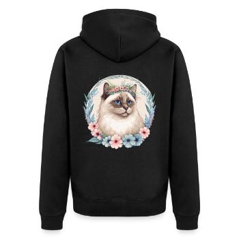 Cute Ragdoll Cat Flower Crown Cats Pet Kitten - Unisex Premium Bio Zip Hoodie - Schwarz - Hinten - Nico (187cm)
