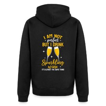 I'm not perfect, but I drink sparkling wine funny - Unisex Premium Organic Zip Hoodie - black - Back - Nico (187cm)
