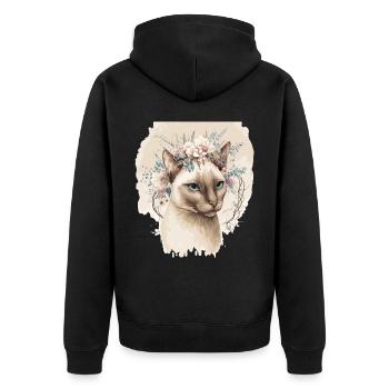 Mignon Siamese Cat Fleur Crown Cats Pet Kitten - Veste à capuche bio Premium Unisexe - noir - Dos - Nico (187cm)