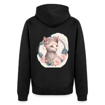 Cute Singapura Cat Flower Crown Cats Pet Kitten - Unisex Premium Bio Zip Hoodie - Schwarz - Hinten - Nico (187cm)