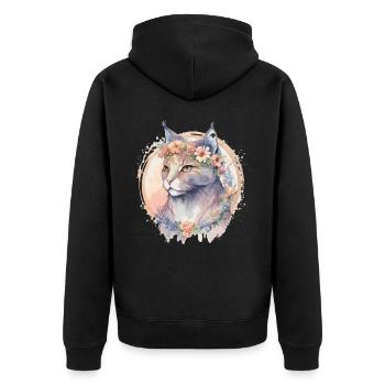 Cute Singapura Cat Flower Crown Cats Pet Kitten - Unisex Premium Bio Zip Hoodie - Schwarz - Hinten - Nico (187cm)
