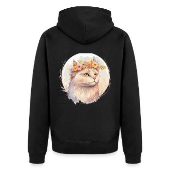 Cute Ragamuffin Cat Flower Crown Cats Pet Kitten - Unisex Premium Bio Zip Hoodie - Schwarz - Hinten - Nico (187cm)