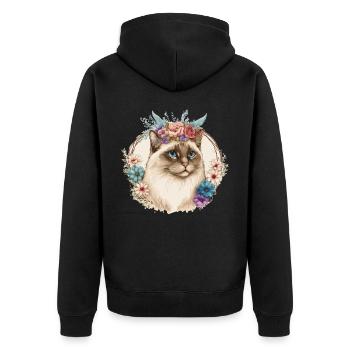 Cute Ragdoll Cat Flower Crown Cats Pet Kitten - Unisex Premium Bio Zip Hoodie - Schwarz - Hinten - Nico (187cm)