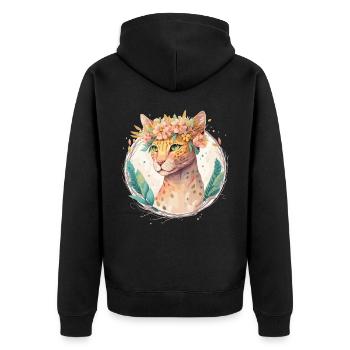 Mignon Ocicat Cat Fleur Couronne Chats Chaton Pet Chaton - Veste à capuche bio Premium Unisexe - noir - Dos - Nico (187cm)