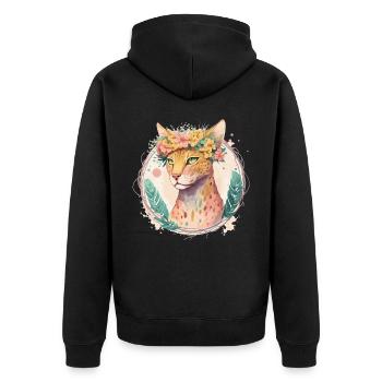 Mignon Ocicat Cat Fleur Couronne Chats Chaton Pet Chaton - Veste à capuche bio Premium Unisexe - noir - Dos - Nico (187cm)