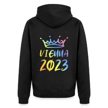 Vienna 2023 Wien - Unisex Premium Organic Zip Hoodie - black - Back - Nico (187cm)