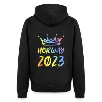 Norway 2023 - Unisex Premium Bio Zip Hoodie - Schwarz - Hinten - Nico (187cm)