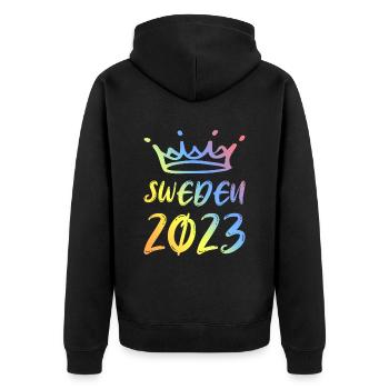 Suède 2023 - Veste à capuche bio Premium Unisexe - noir - Dos - Nico (187cm)