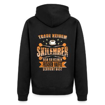 Skilehrer Skilehrer Skilehrer Skilehrer Kaffee - Unisex Premium Bio Zip Hoodie - Schwarz - Hinten - Nico (187cm)