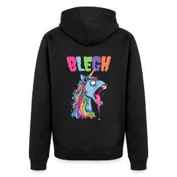 Live Laugh Blegh Blehgssed Heavy Metal Unicorn - Unisex Premium Organic Zip Hoodie - black - Back - Nico (187cm)